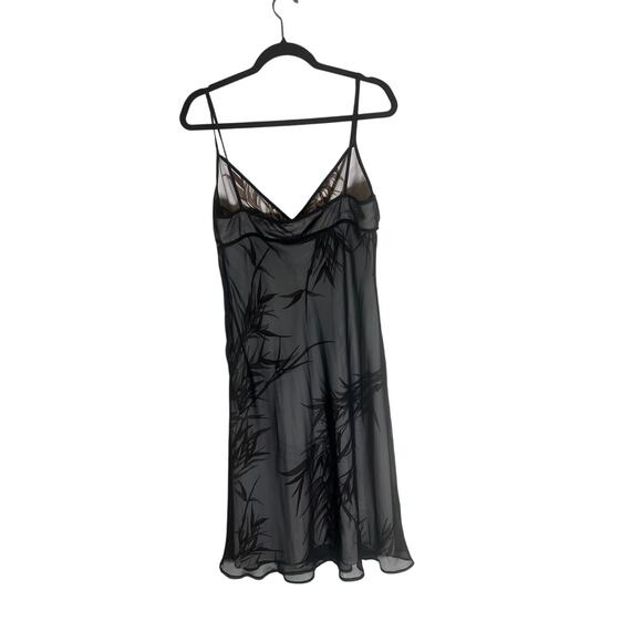 BCBG Max Azria Women's 12 Black Sheer Slip Dress Spaghetti Strap Made in USA - Picture 7 of 12